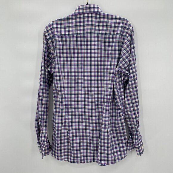 Eton Plaid Long Sleeve Button Down Shirt Men’s Size M - Picture 2 of 7